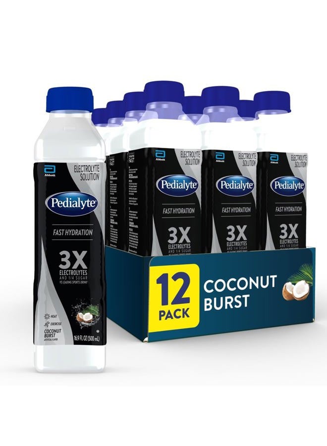 Pedialyte محلول الإلكتروليت، انفجار جوز الهند، مشروب ترطيب، نصف لتر لكل منهما، 16.9 أونصة سائلة (عبوة من 12) - Image 1